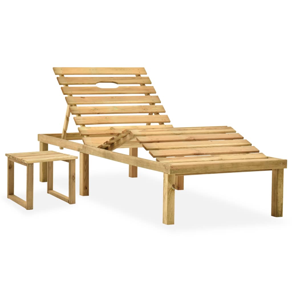 Chaise longue de jardin avec table et coussin Pin imprégné 17 - 2