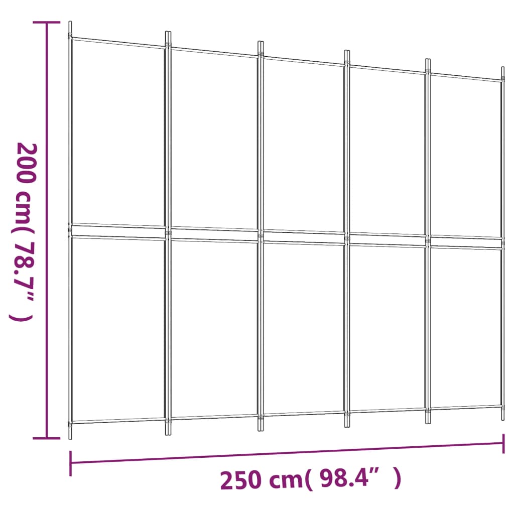 Cloison de séparation 5 panneaux en tissu gris anthracite 250x200 cm - COMFORTXL - 8