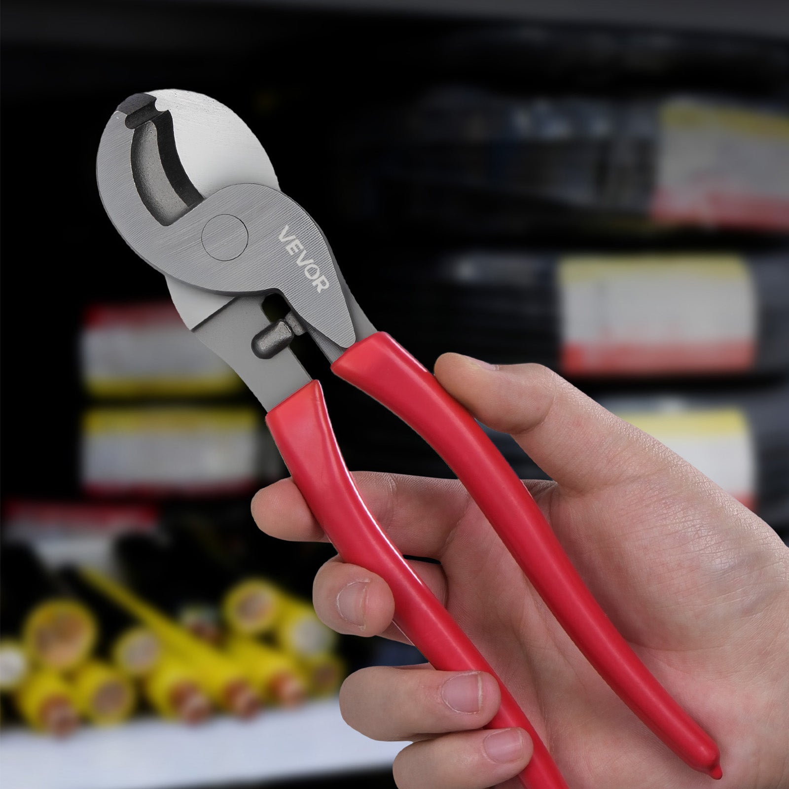 Tagliacavi ad alta demoltiplicazione VEVOR, 23,5 cm, pinza tagliacavi con lame forgiate e impugnature rivestite in PVC, per fili in alluminio 4/0 AWG - 8