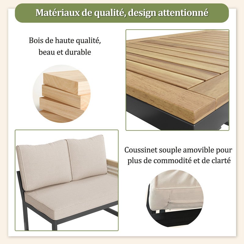 Conjunto Jardin Exterior Para 7-8 Personas (4 Sofás+1 Mesita) Muebles Jardin Exterior,Garden Furniture,Sofa Exterior,Para Balcones Y Terrazas,Beige - 8