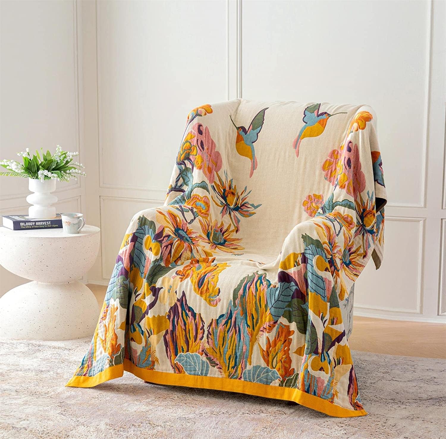 Couverture Bohème 150x200 cm, Coton Confortable, Double Face Réversible, Couvre Lit & Canapé, Décoration Bohème pour Salon et Chambre - 4