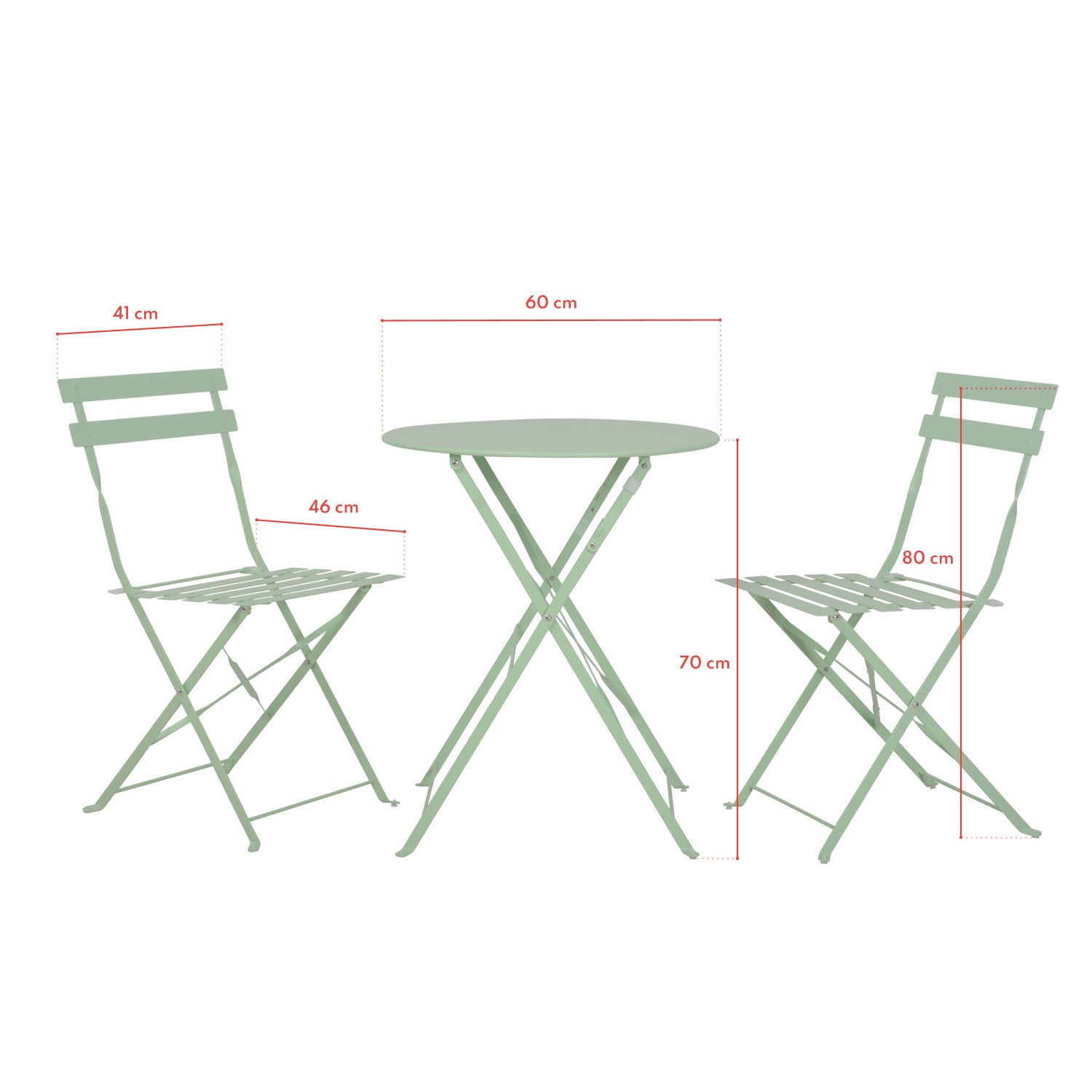 Table et chaises pliantes bistrot balcon terrasse- 2 places - Vert - FLORE - Avril Paris - 5