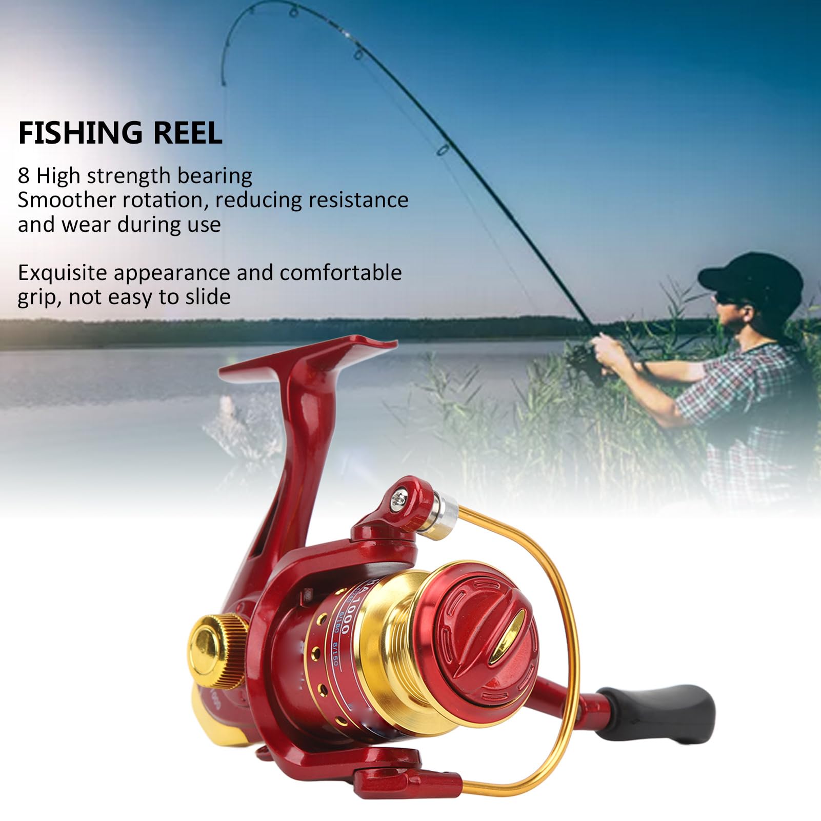 Mulinello da pesca con 8 cuscinetti, mulinelli in metallo potenti e lisci per la pesca in acqua salata d'acqua dolce su roccia in barca - 6