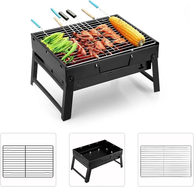 Barbecue A Carbone Pieghevole Portatile JJA 45x29x24cm Per Campeggio E Picnic | Griglia Da Cucina Outdoor