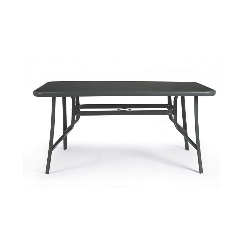 Table de jardin 150x90x70 cm an acier anthracite et plateau en verre - 4