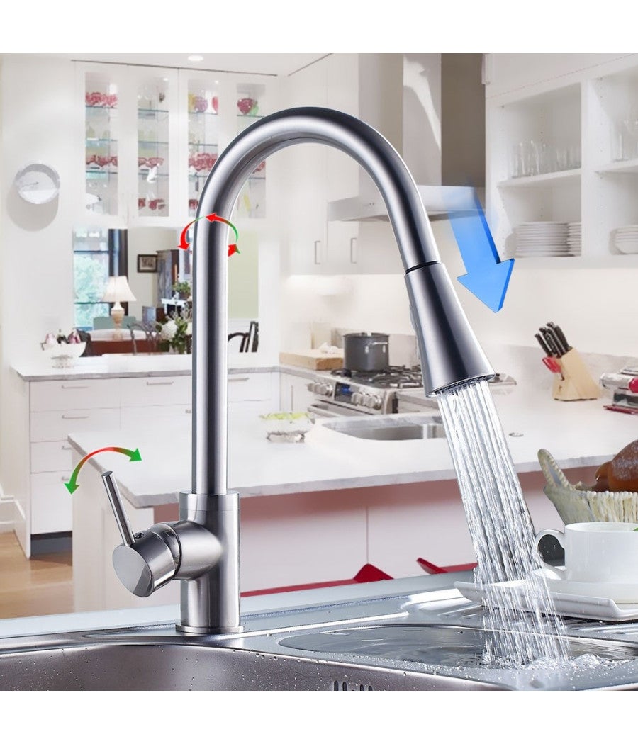 Miscelatore Rubinetto Lavello Bagno Lavabo Cromo Maka Canna Alta Rubinetteria Da Bagno Cucina - Foto 10