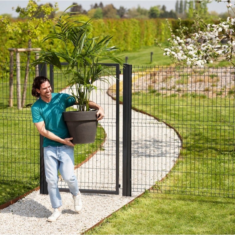 Portillon grillagé en acier galvanisé maille 200 x 50 occultable passage 1m x H 1m30 Vert - 3