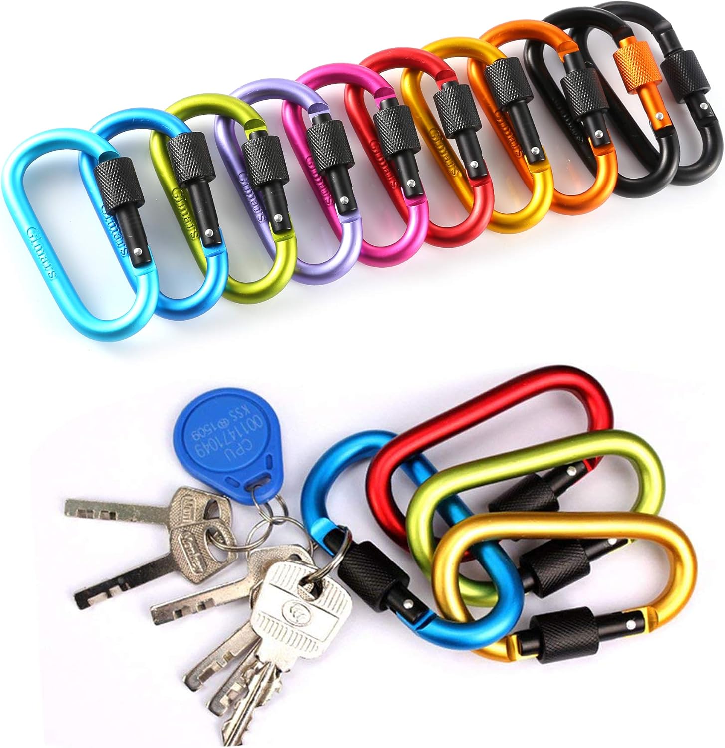 Mousquetons Porte-clés Colorés - Lot de 10 - Aluminium D Forme pour Alpinisme, Tentes, Camping - 5