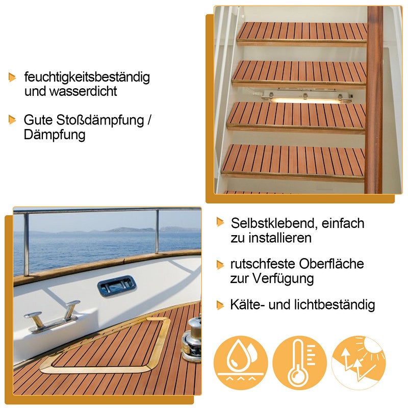 Tapis de Pont en Mousse EVA Teck Yacht Tapis de Sol Auto-Adhésif Marron 240x60cm - 4