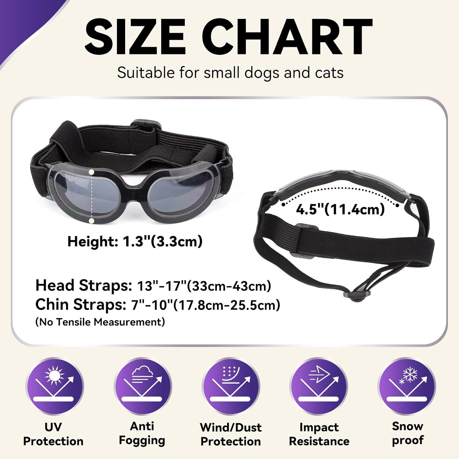 Noir Lunette pour Chien Anti-UV Anti-Neige Lunettes pour Petit Chien Chiot Chat Lunettes de Protection - 2