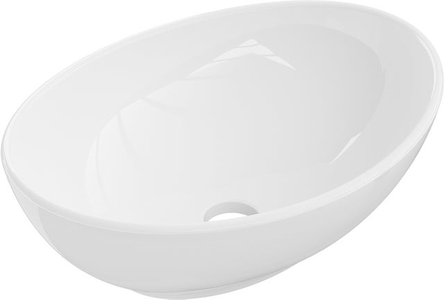 Silla Lavabo d'appoggio ovale in ceramica 40,5x33x14 cm, Bianco