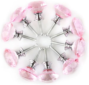 Pomelli Cristallo Set Di 8 Pomelli In Cristallo Trasparente Con Viti - Maniglie Eleganti Per Mobili, Armadi E Cassetti | Decorazione Chic Pomelli Dorati - Foto 9