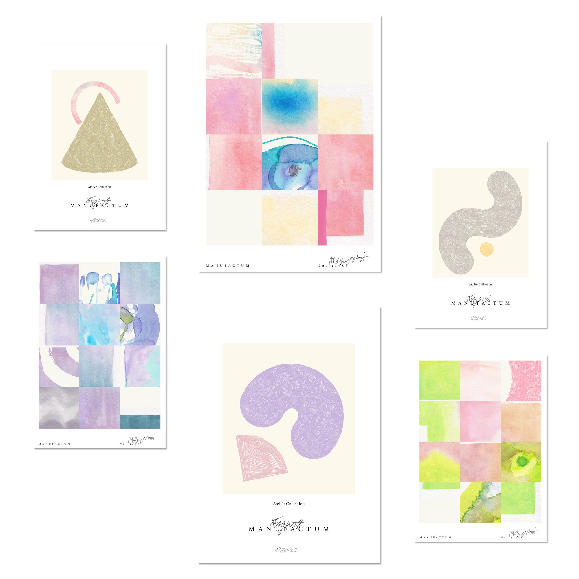 Lot De 6 Affiches Art Abstrait Feuilles Collage Esthétique A3 A4 - Décoration Intérieure Sans Cadre