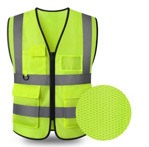 Gilet De Sécurité Réfléchissant Haute Visibilité - Jaune Et Noir Avec Poches - Pour Travail, Course, Vélo (Homme/Femme)