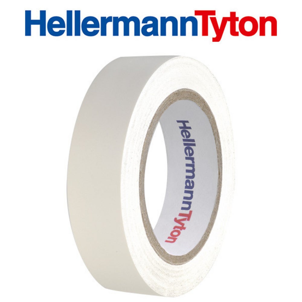 Ruban isolant Hellermanntyton blanc, 10 m x 15 mm, lot de 10, résistance UV, humidité, chimie, ignifuge, usage 1 kV, homologué VDE - 3
