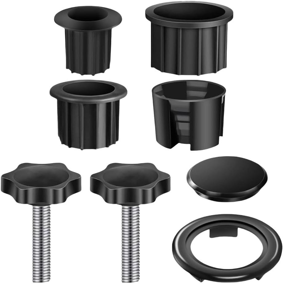 Set 6 Pezzi Ricambio Base Ombrellone: Anelli Copriforo E Viti M8 In Plastica Resistente E Acciaio Inox - Per Patio, Spiaggia E Giardino - 2