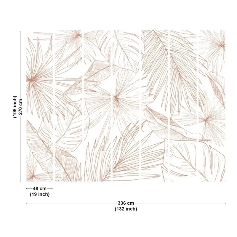 Papier peint panoramique jungle tropical Lamnar terracotta feuillage nature L.336 x H.270 cm intissé 150 g/m² - 4