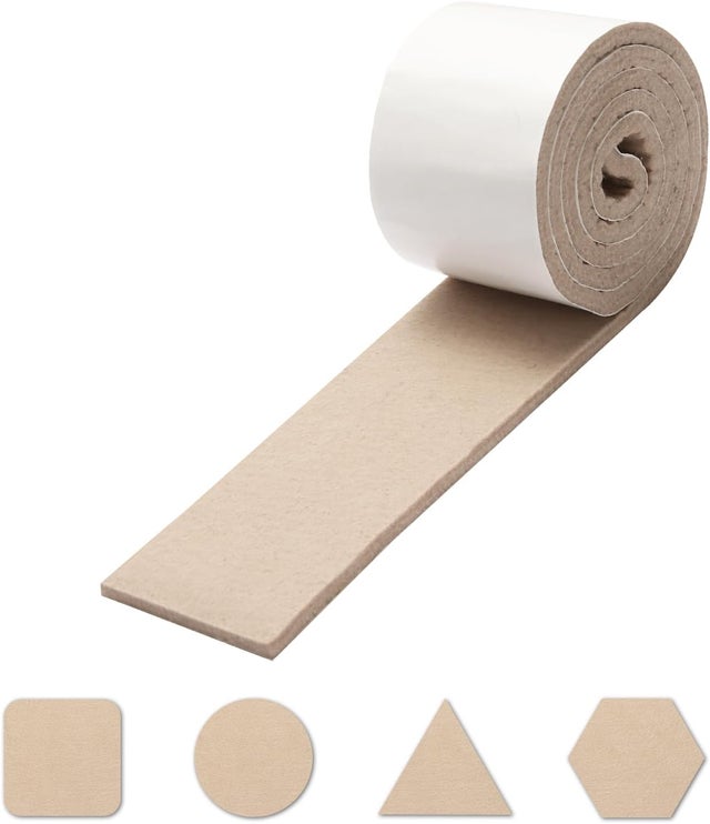 Podkładki filcowe pod meble – wytrzymała beżowa taśma klejąca filcowa 5 cm x 1 m (1 pasek) – ochrona podłogi pod krzesła, stoły i nogi sof