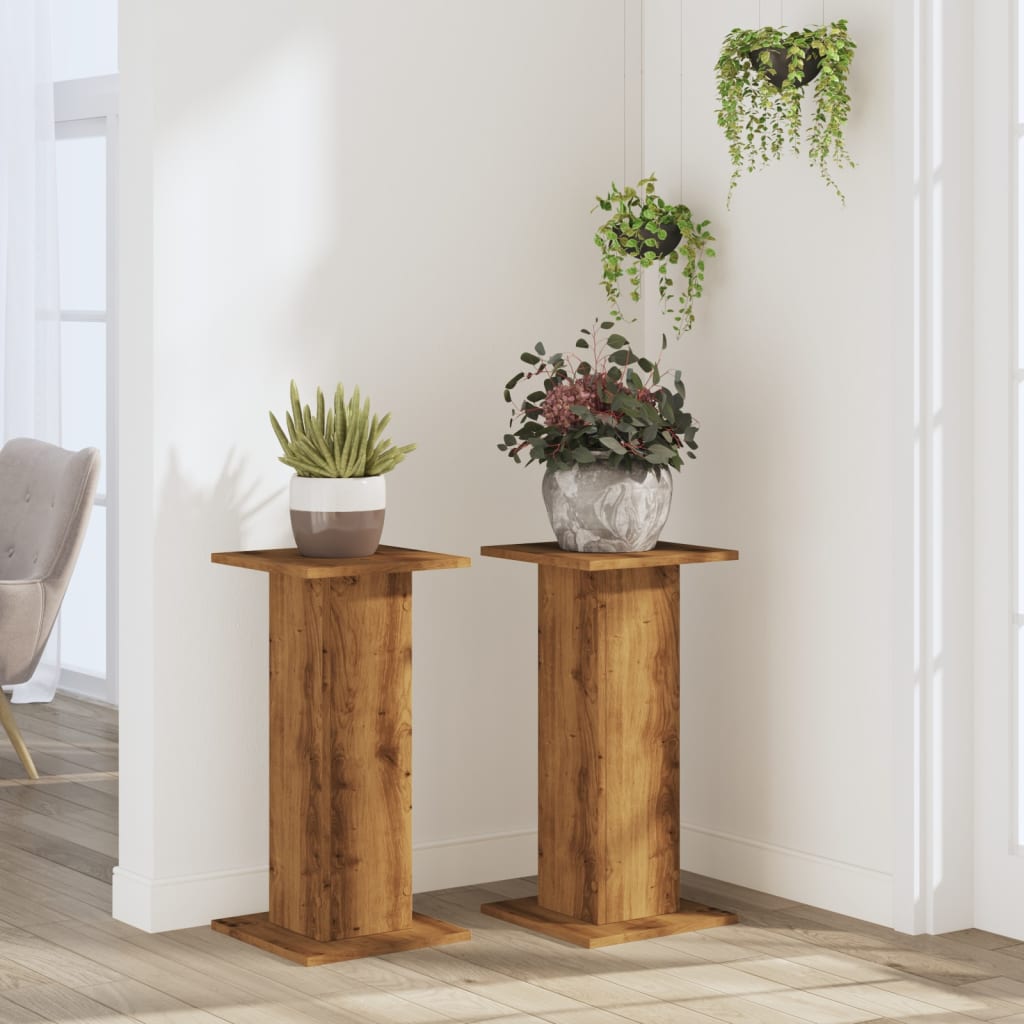 Maison Exclusive - Supports pour plantes 2 pcs chêne artisanal bois d'ingénierie - 3