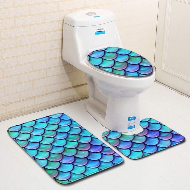 Lot De 3 Tapis Salle De Bain Et Tapis Contour Wc De Luxe En Microfibre