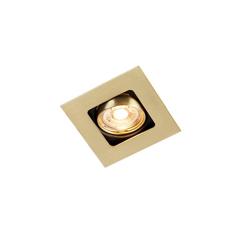Qazqa reflektory wpuszczane - Artemis - złoty/mosiężny, gu10, max. 50w, kompatybilny z żarówką LED, 10cm, kwadratowy