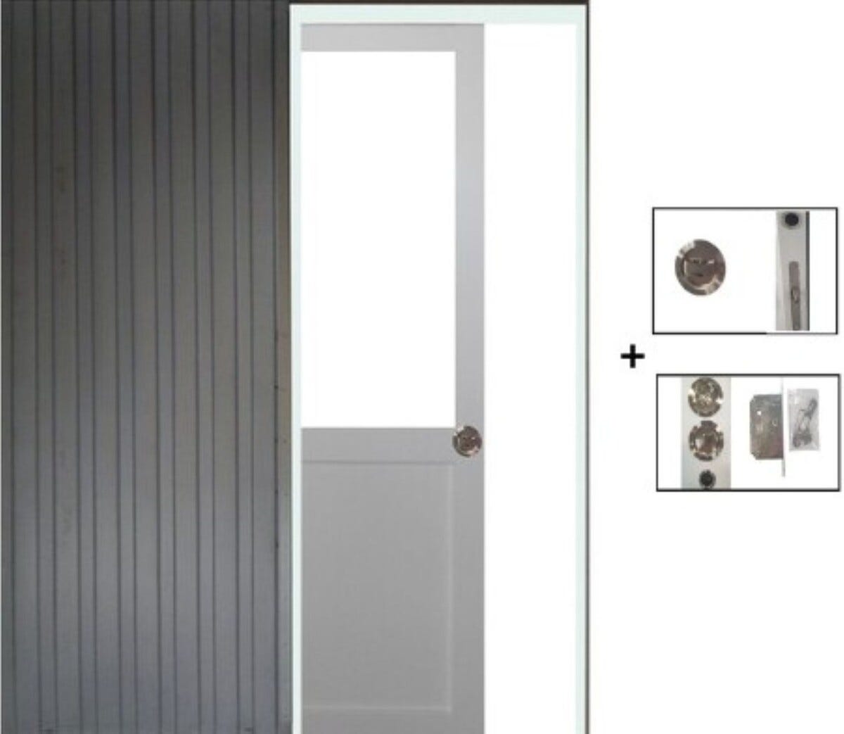 Porte Coulissante Atelier Blanc H204 X L83 Sans Meneau, Galandage Gd ...