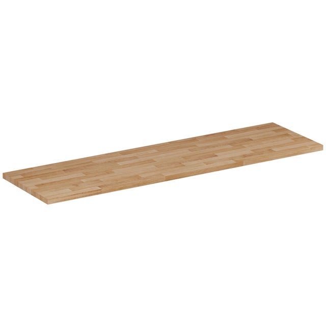 Plan de travail en bois chêne massif naturel 160 cm pour meuble de salle de bain