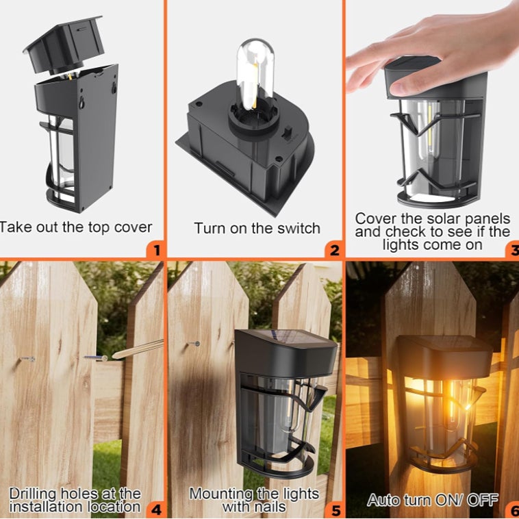 Paquet de 2 lampes solaires, lampes solaires d'extérieur avec ampoule, étanche IP44, marche/arrêt automatique, lumière chaude - 5
