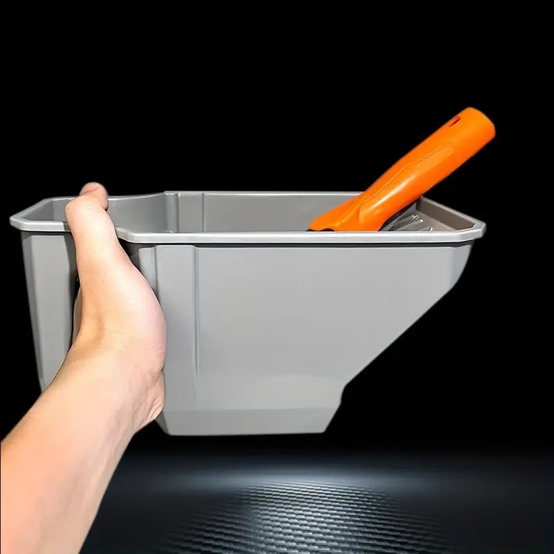 Un ensemble de bac à peinture portatif gris avec rouleaux - fabriqué en matériau PP, grande capacité, facile à utiliser. - 5