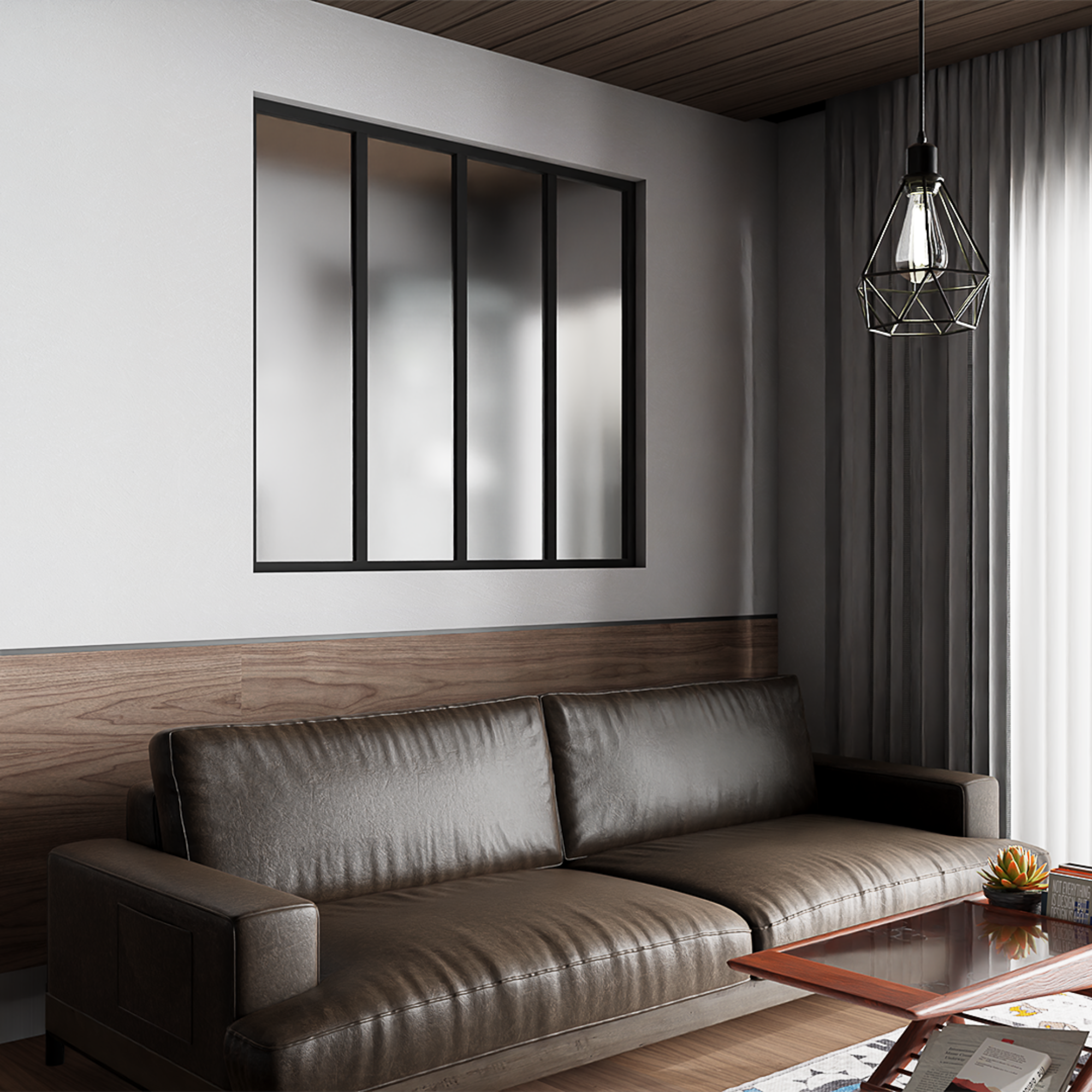 Verrière d'intérieur en aluminium haut de gamme, 4 vitrages, L 139 x H ...