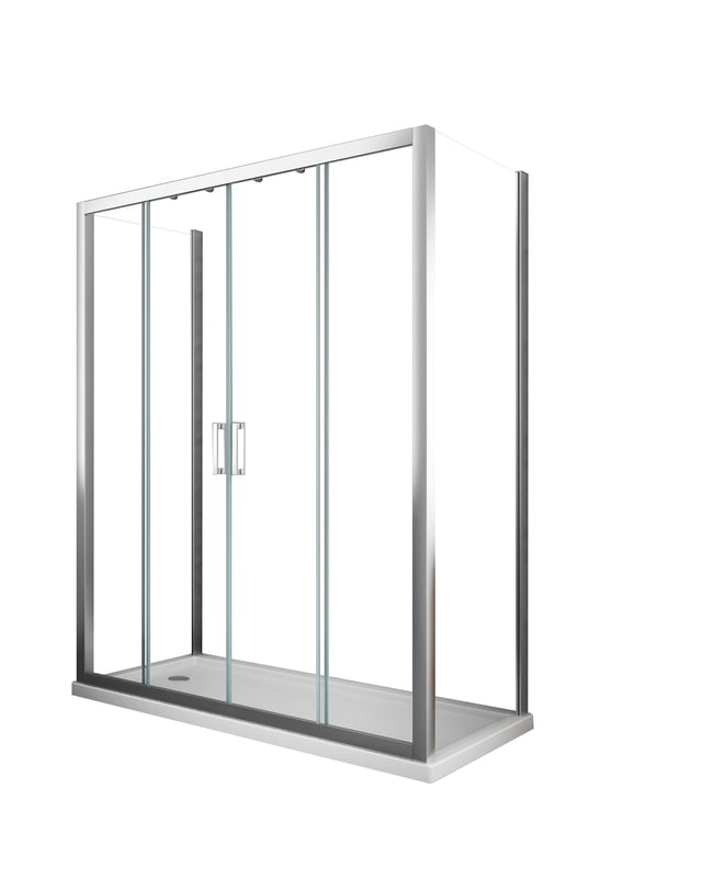 Kabina prysznicowa 6 mm z czteroskrzydłowymi drzwiami otwieranymi centralnie, wymiary: 87,5-90 ścianki stałe + drzwi 203-208