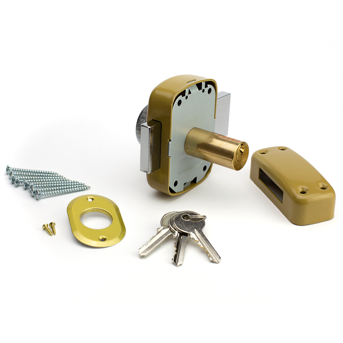 METALUX série 843- Verrou de sécurité en applique couleur bronze Verrou à bouton pour porte d'entrée ou porte de garage - 4