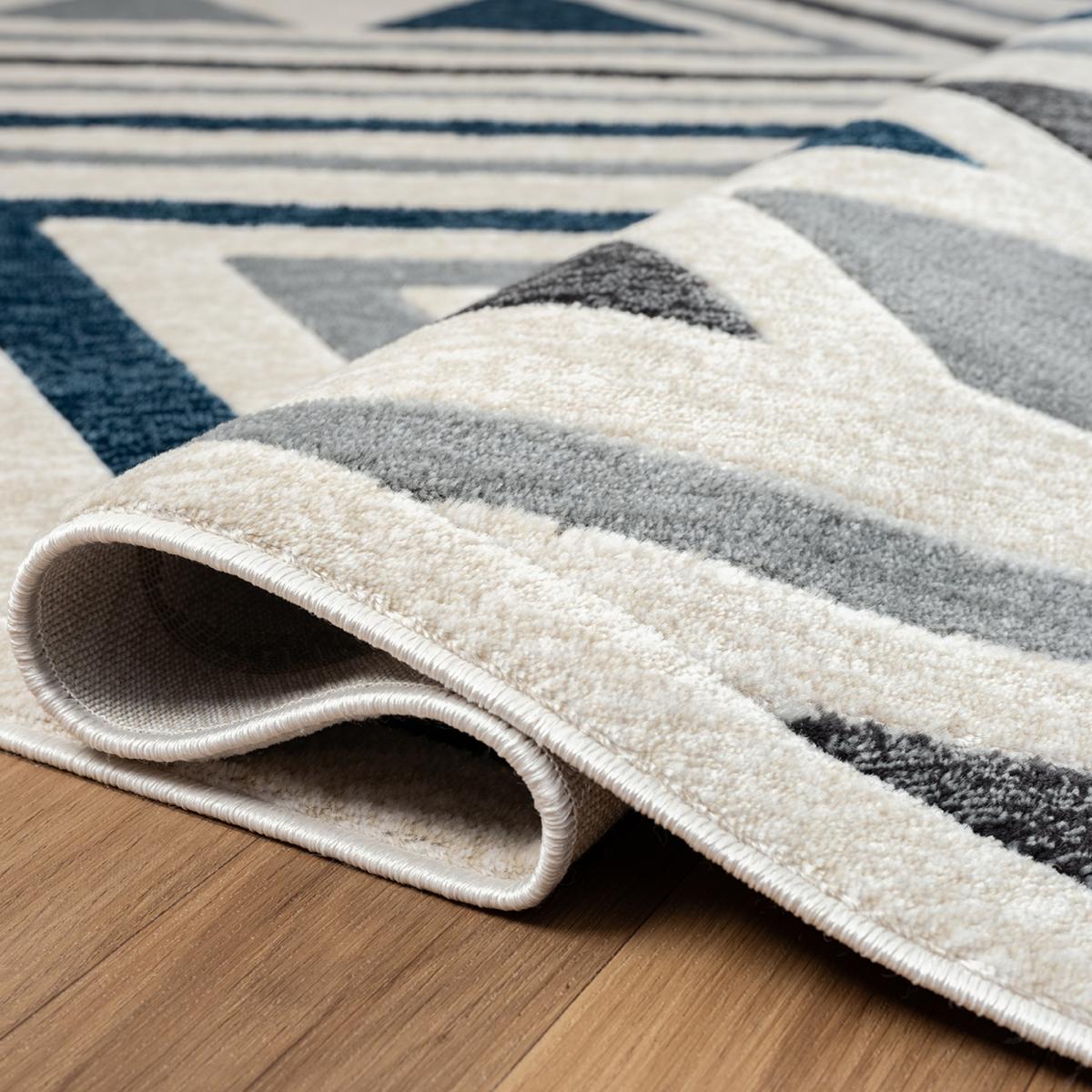 tapis chambre 120x160 tissé noir et gris rectangle motif ethnique SOLGA A - 3