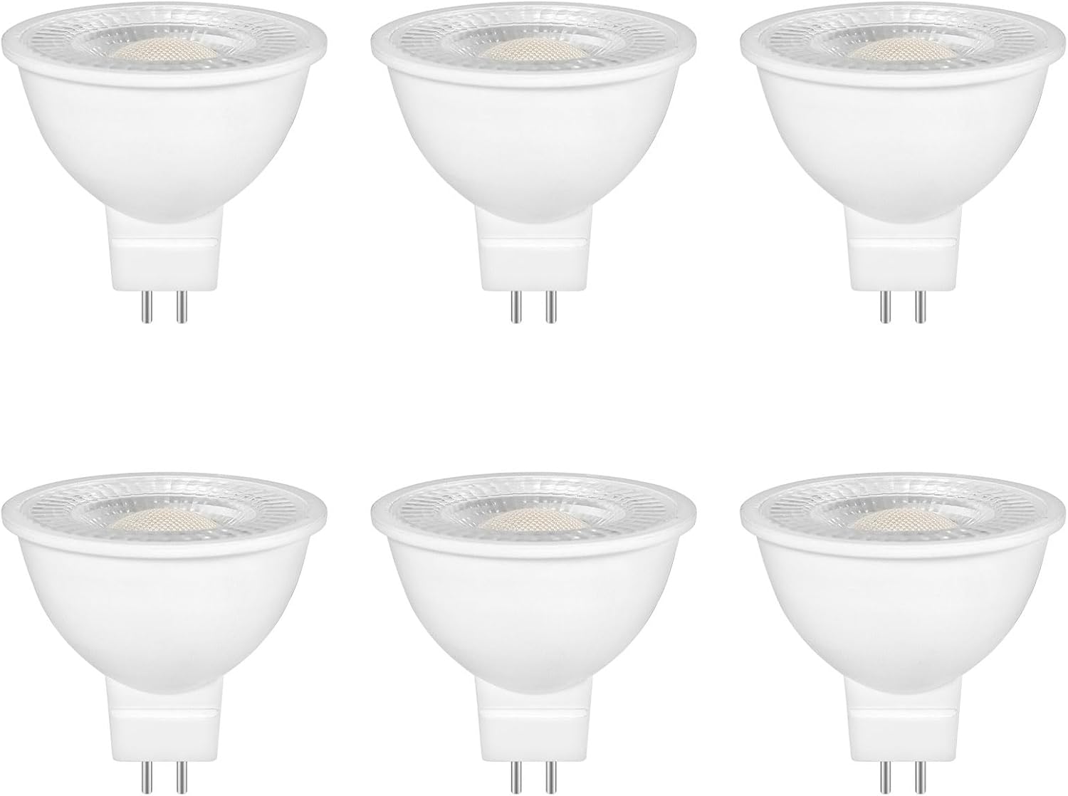 Becuri LED 6W MR16 GU5.3, AC12V și DC12-24V, alb rece 6000K-6500K, 600LM, unghi de 36°, nedimmabile, set de 6 6buc