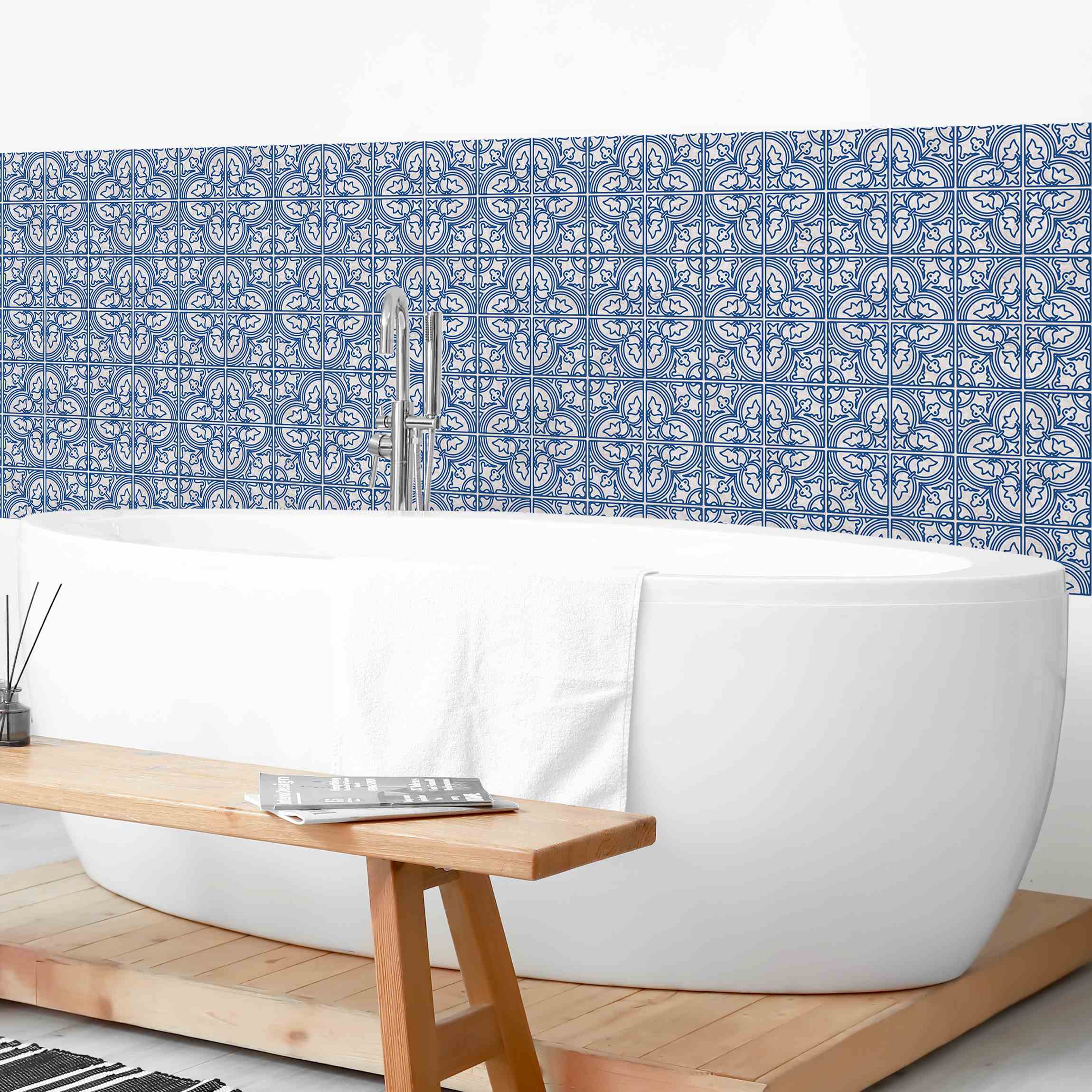 Revestimento para casa de banho - Tile Pattern Faro Blue 50 x 50 cm ...