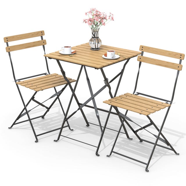 Conjunto Mesa y Sillas Jardín Plegable, Set de Bistro Muebles de Jardín Madera