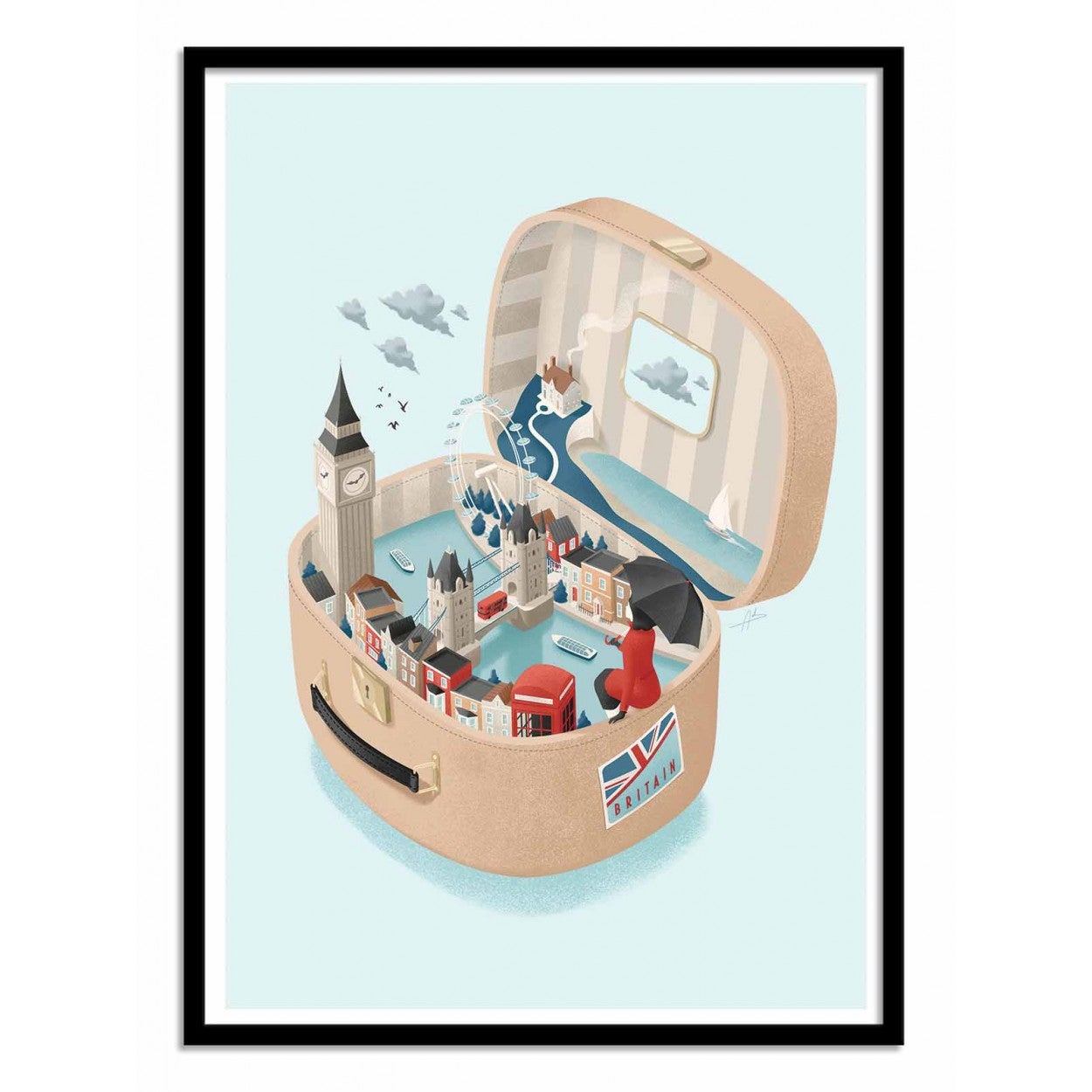 Art-poster - britain - andrea de santis - con marco negro 50 x 70 cm