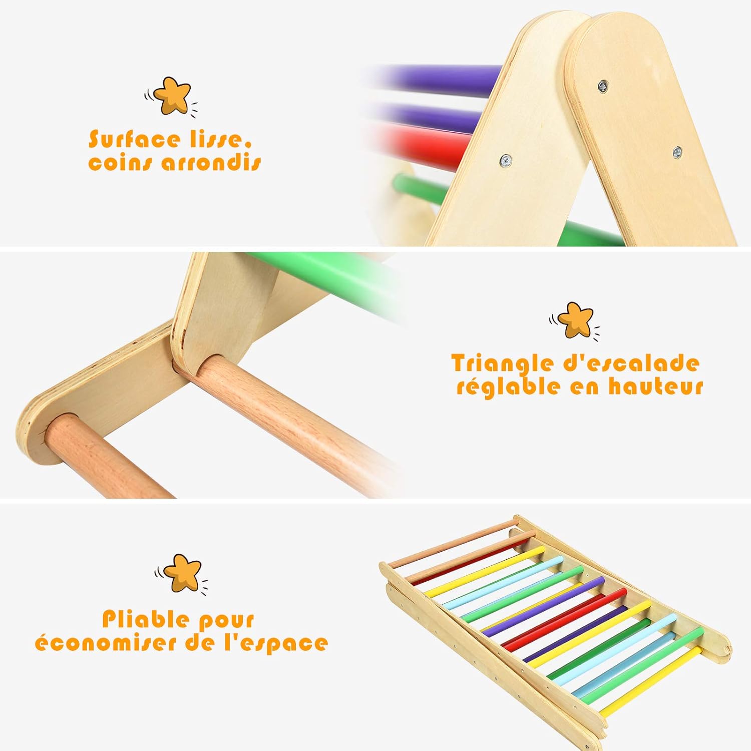 Triangle d’Escalade Enfants avec Toboggan pour Grimper et Glisser, Utilisation Jardin d'enfant ou à la Maison,50 KG pour Enfants 3Ans+ - 4