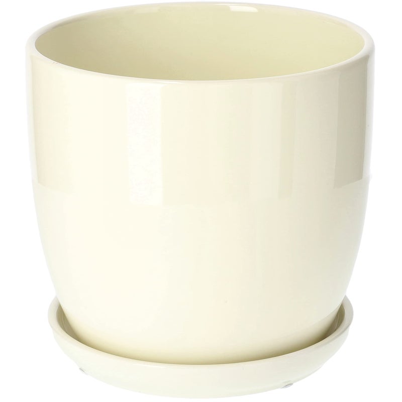 Donica doniczka z podstawką ø19 ceramiczna biała szkliwiona kwiaty rośliny - KOTARBAU