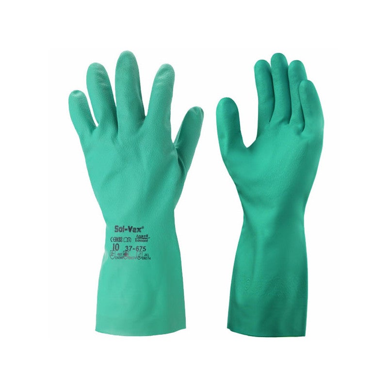 Guanti Nitrile Ansell Edmont Solvex 37675 - VERDE, Cm 33, Confezione 12 Paia, Misura 8