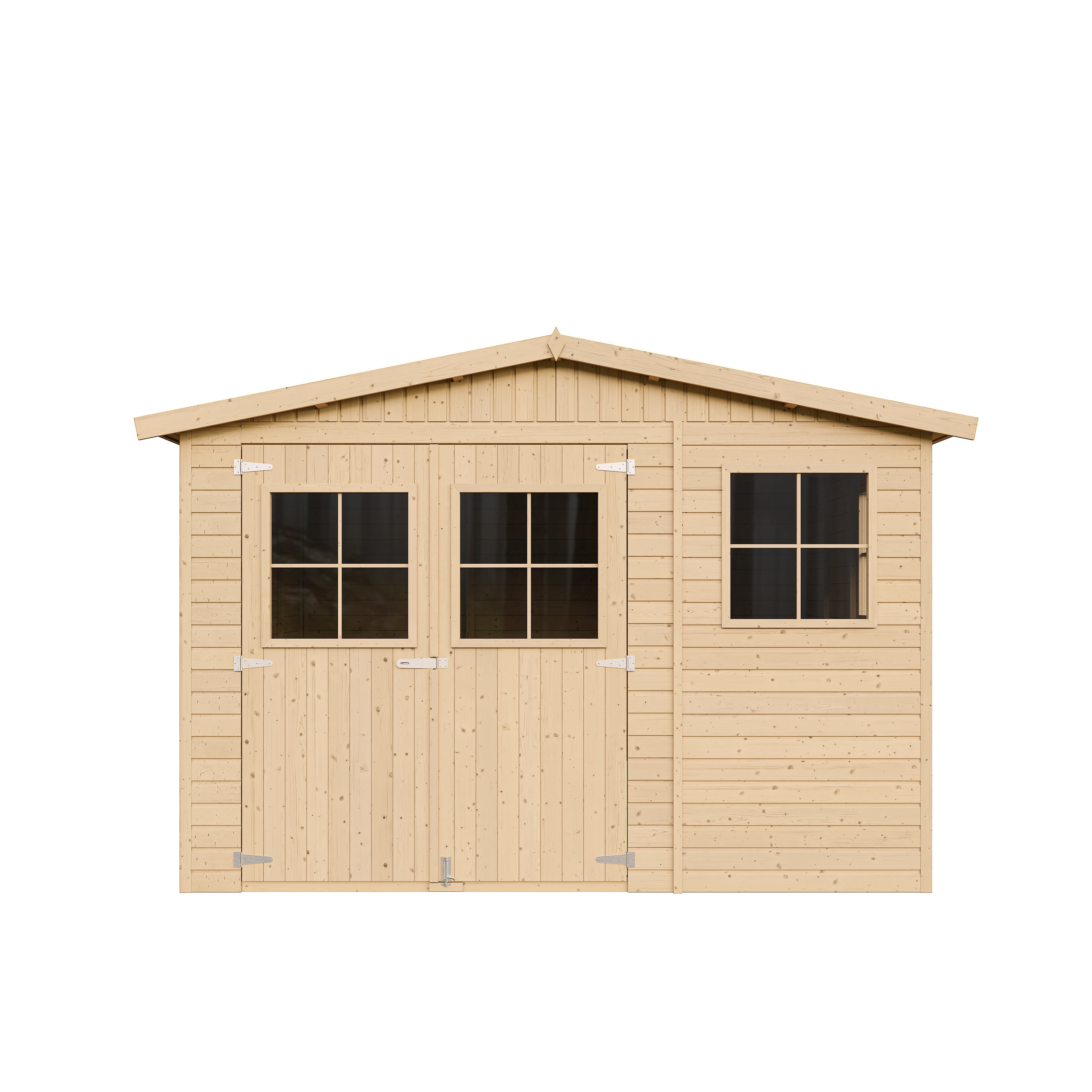 Abri de Jardin en Bois Naturel - Stockage extérieur avec fenêtres- H226x324x416 cm/12 m² hangar en bois naturel - TIMBELA M336 - 2