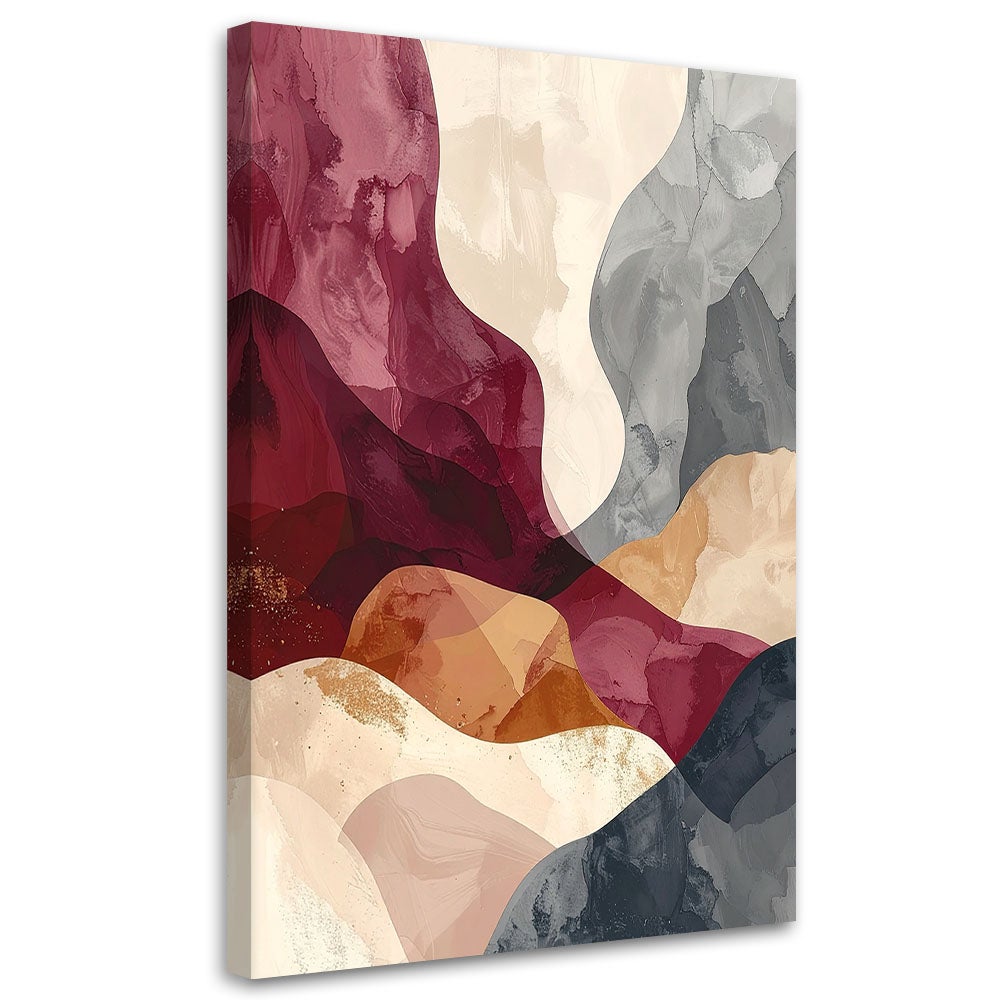 Obraz do salonu sypialni biura hotelu spa, Abstrakcja styl boho w bordowych i beżowych kolorach 80x120