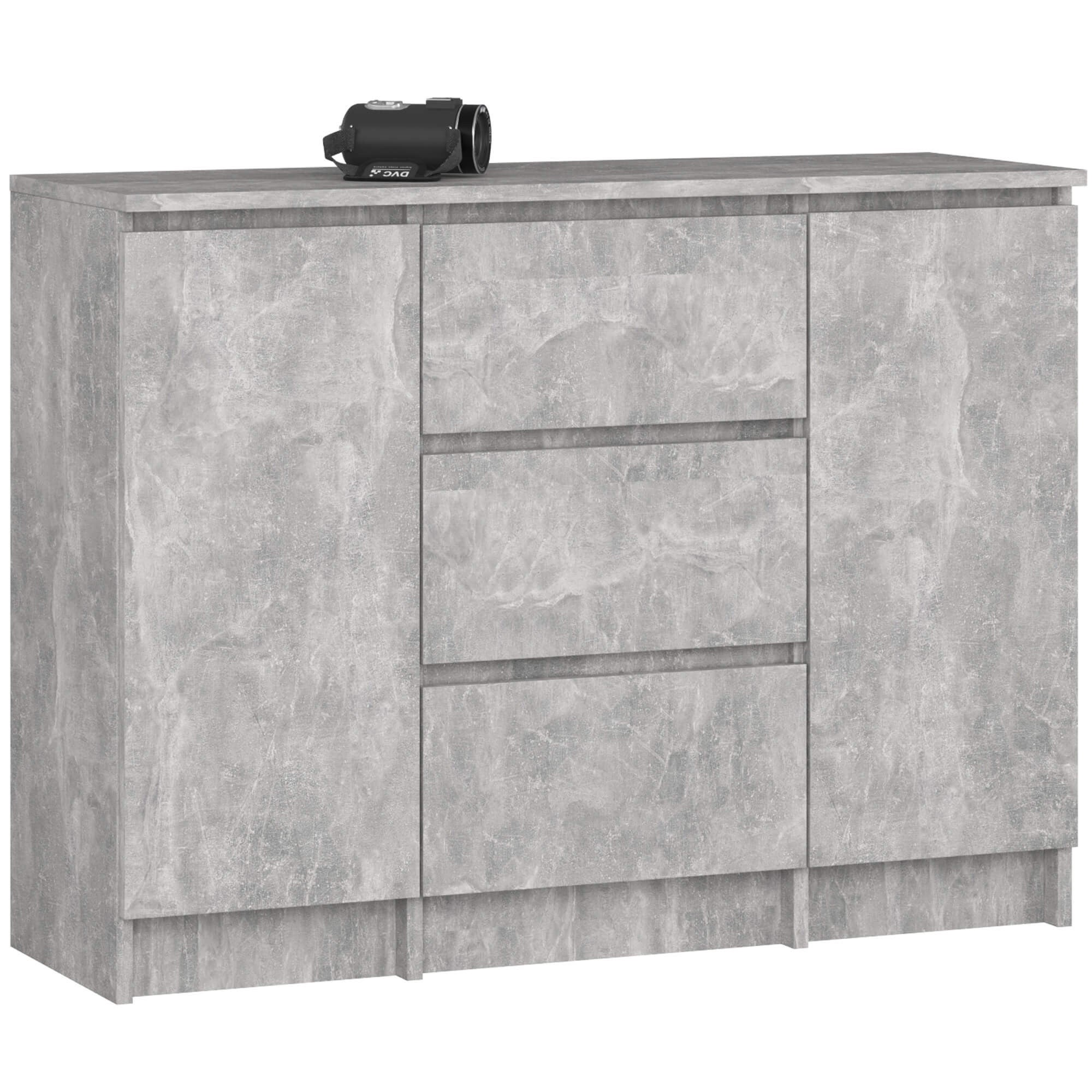 Komoda AKORD K100 kolor Beton mat 101 cm 2 drzwi 3 szuflady 4 półki 101x35x76 cm