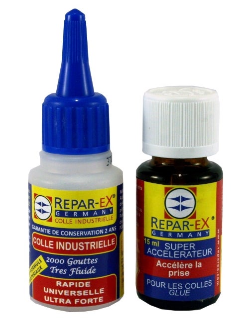 REPAR-EX- Lot de Colle Forte Professionnelle Repar-ex 20g - Accélérateur, Additif de colle Reparex de 15ml - 6