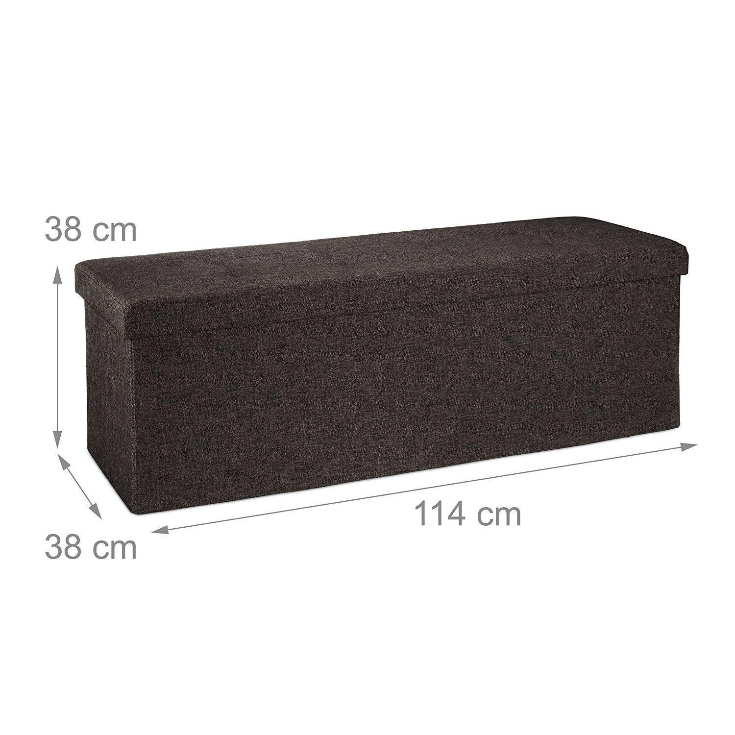 Banquette banc pour coffre de rangement en lin avec couvercle marron ...