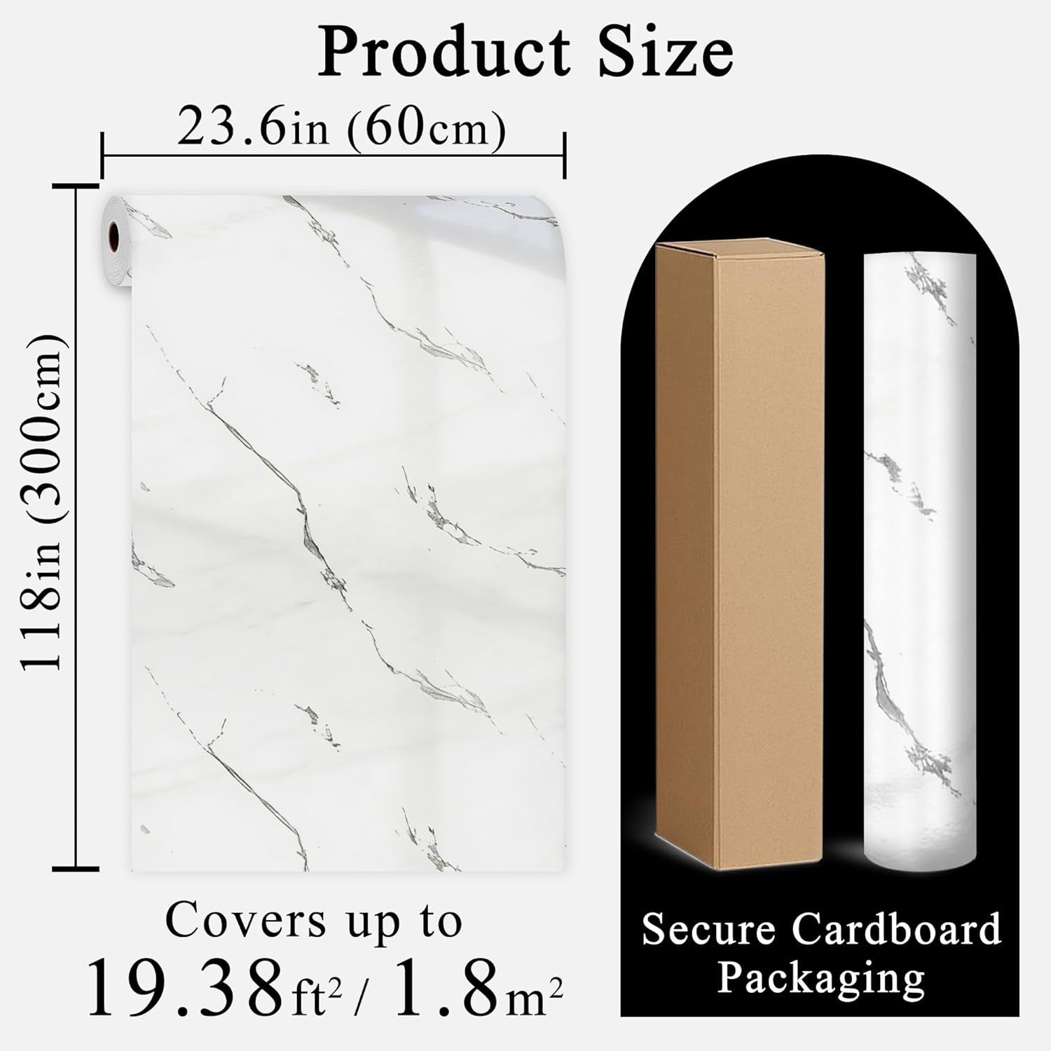 Papier peint auto-adhésif en marbre, panneau mural en vinyle texturé brillant, imperméable et durable, décoration murale de fond TV, 0,6*3 mètres - 9