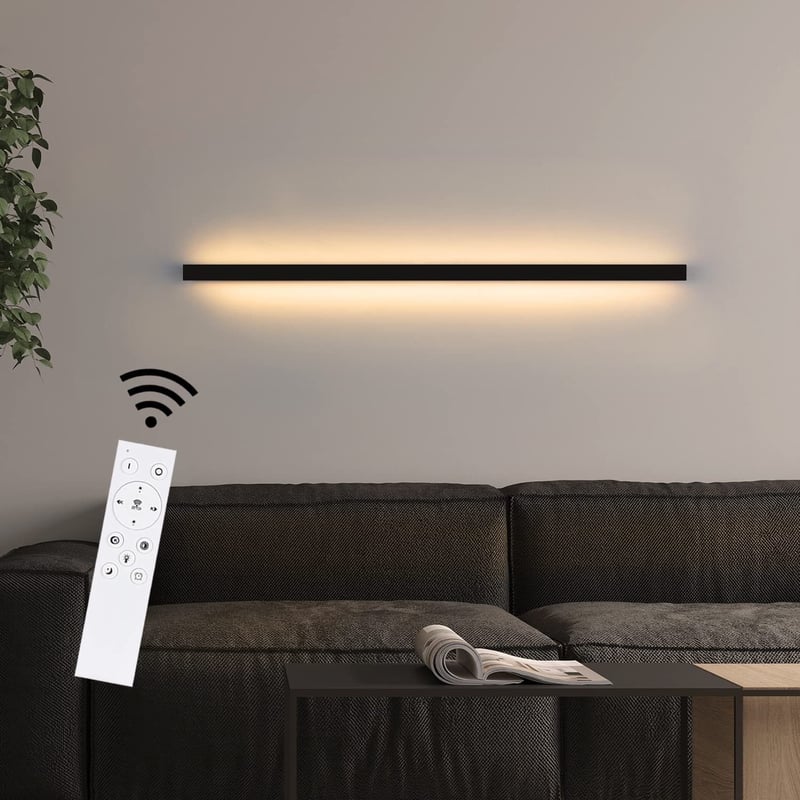 Nettlife Nowoczesny Kinkiet LED 100cm 15W, Ściemniany z Pilotem, Regulacja Barwy Światła (3000K-6500K), Lampa Góra-Dół, Czarny