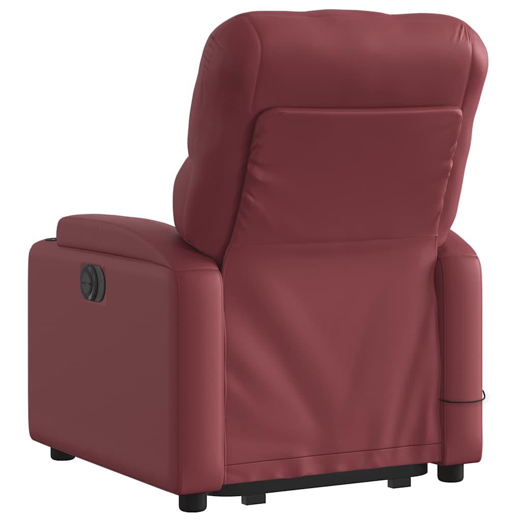Maison Exclusive - Sillón de masaje elevable eléctrico cuero artificial rojo tinto - 4
