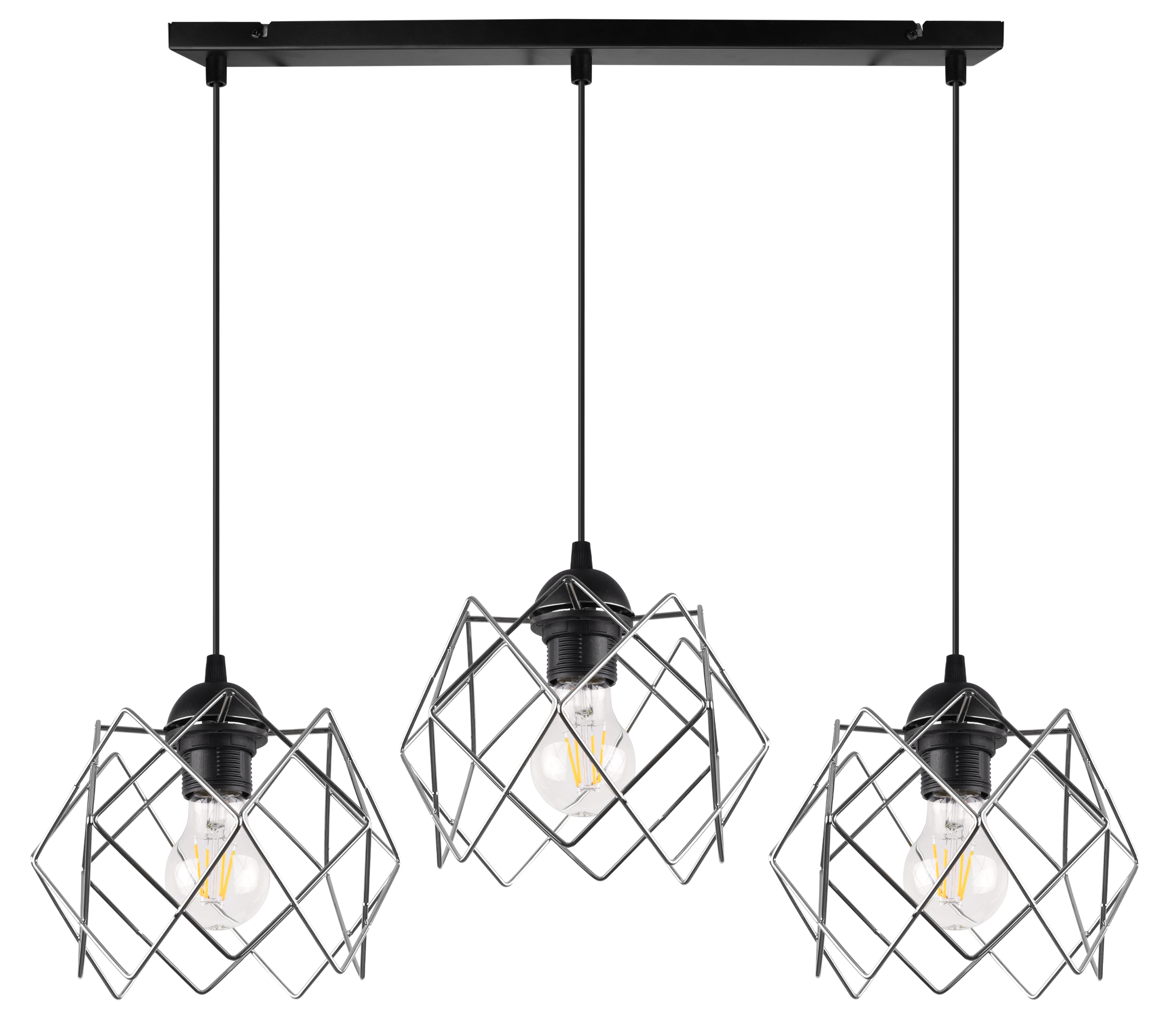 Lampa sufitowa wisząca Stella czarna modern 3xE27 klosz metalowy srebrny Light Home LH