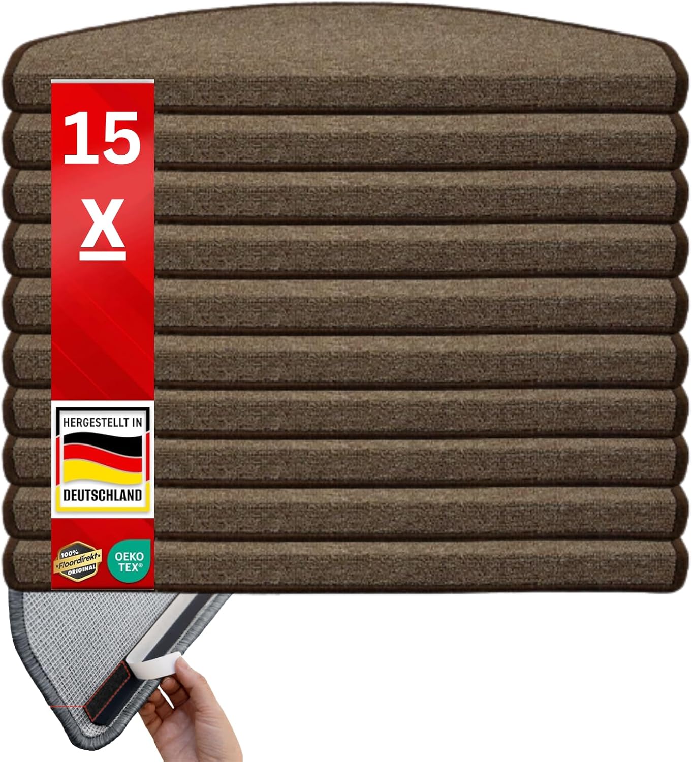 Tapis D'escalier Bali – Marches Demi-cercle Ou Carré, 25x65 Cm, Polypropylène, Moderne, Allemagne